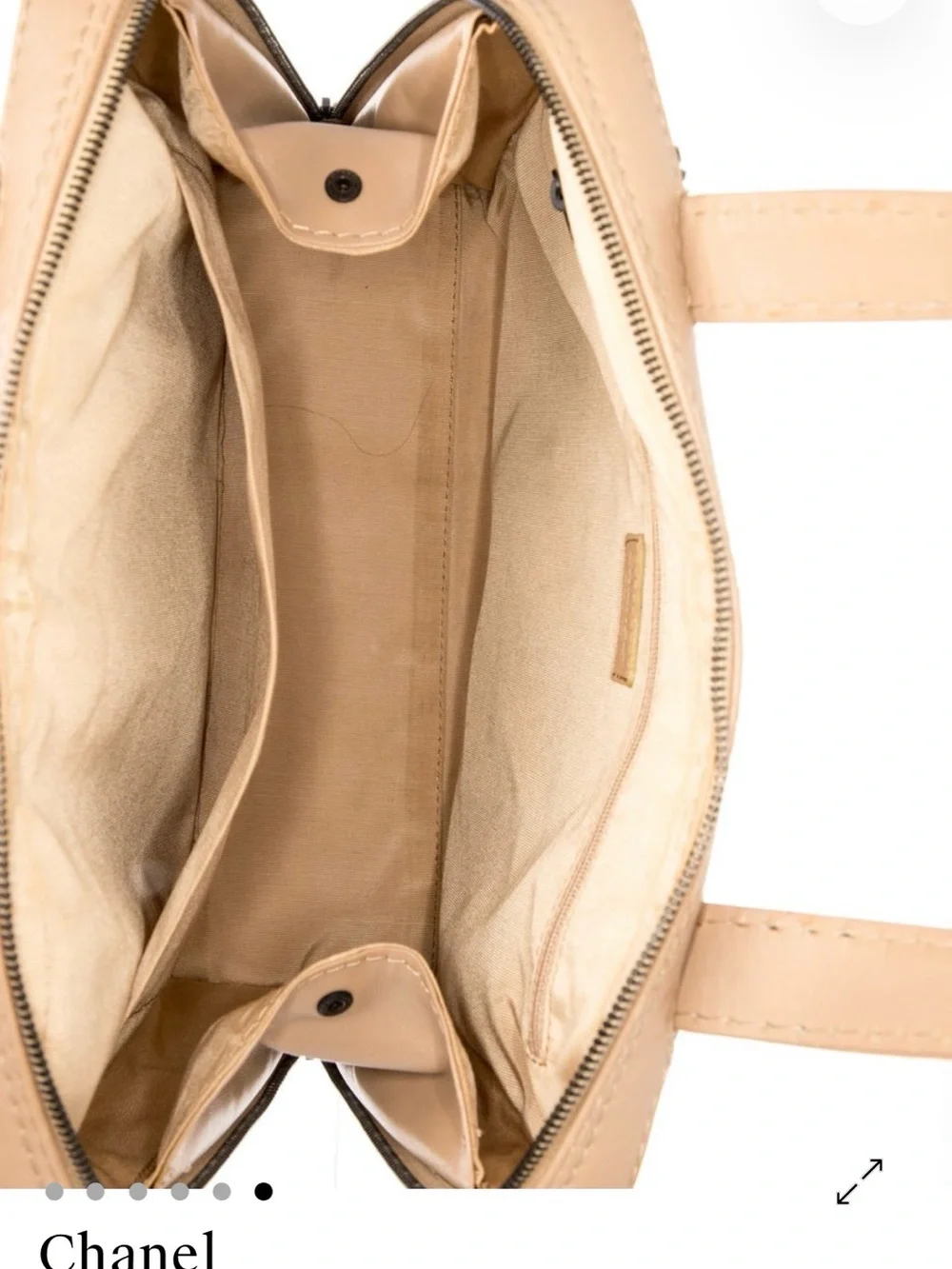 CHANEL Surpique Tan Leather Top-Handle Bag